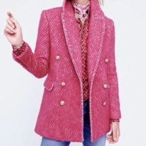 Gorgeous Pink Tweed J Crew Wool Blazer Peacoat - IMPOSSIBLE TO FIND